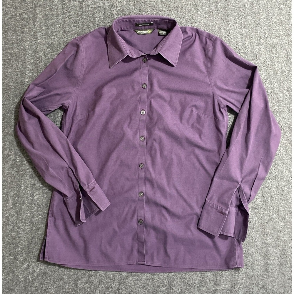 Eddie Bauer Women Wrinkle Resistant Purple Button Front Shirt Size M